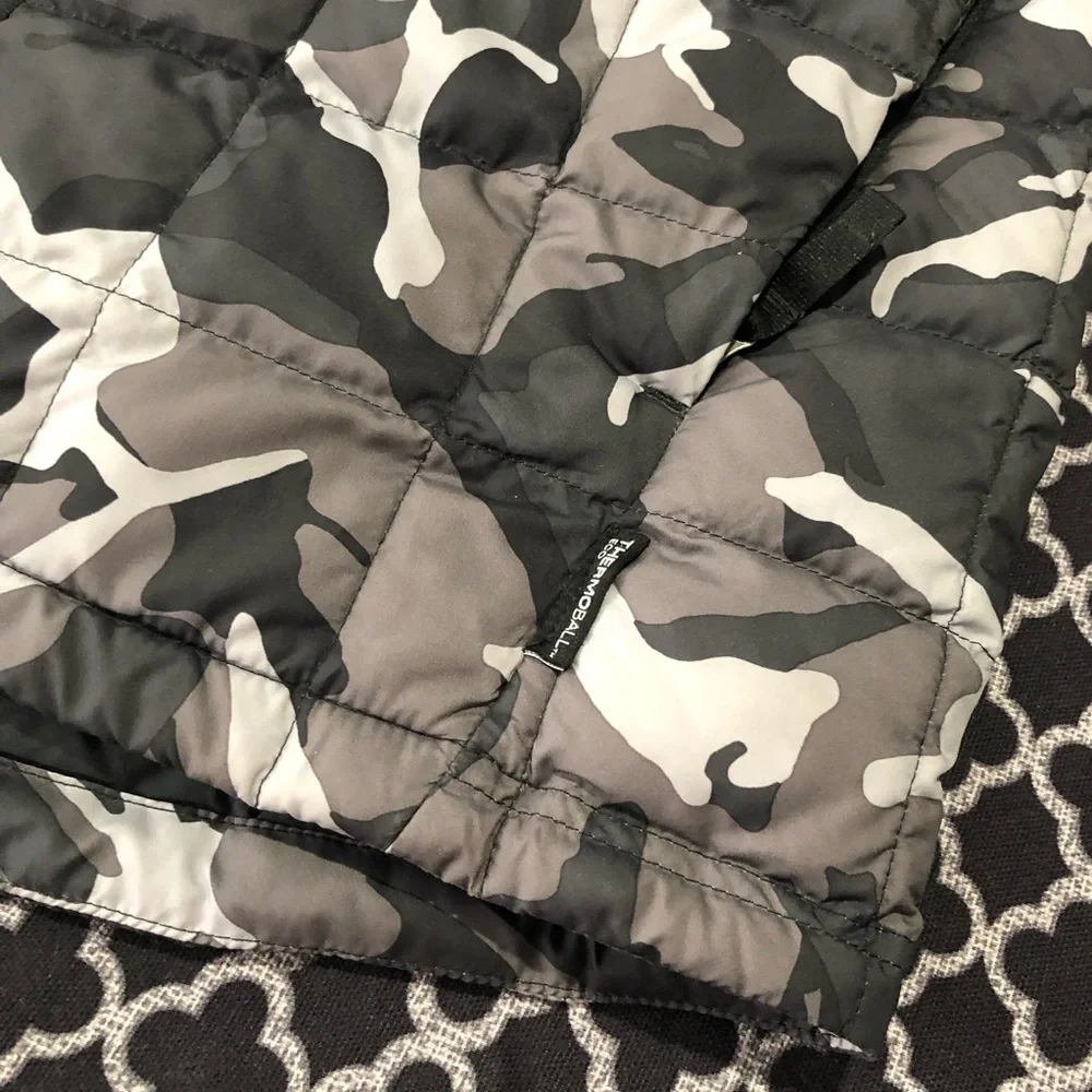 North Face Boy Camo Black White Puffer Thermoball ECO Jacket Zip Large 14/16 AB1